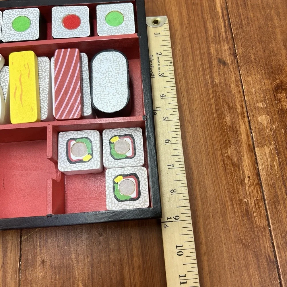 Melissa & Doug Wooden Sushi Play Food Set Tray Knife Play Chef Homeschool